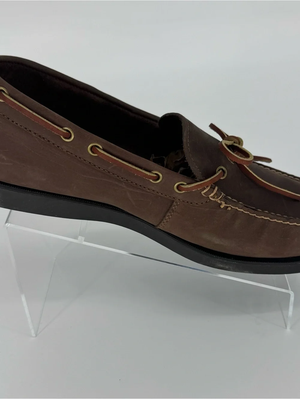 Eastland Brown Leather Moc-Toe Boat Shoes with Tan Laces Size 13